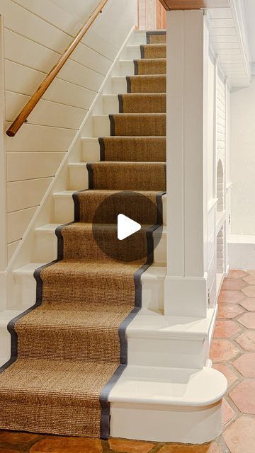 Modern Stair Runner Ideas, Stair Runners Ideas, Stair Update, Diy Stair Runner, Sisal Stair Runner, Kate Arends, Stair Runner Installation, House Basement, Sisal Runner