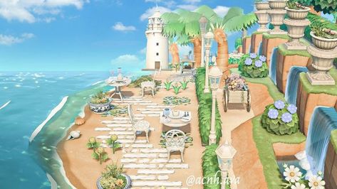 Animal Crossing Beach Wedding, Acnh Beach, Acnh Cottagecore, Animals Crossing, Animal Crossing Guide, Beach Inspo, Acnh Codes, Animal Crossing Wild World, Island Theme