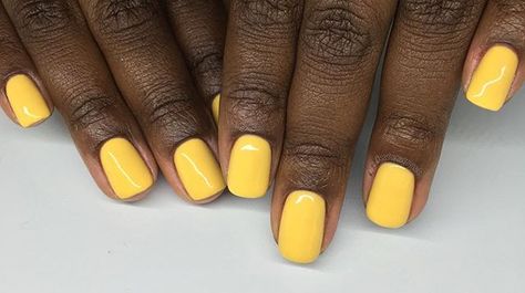 Yellow squoval #blackgirlnails Acrylic Nails Squoval, Nails On Black Women, Nails Black Women, Nails Squoval, Short Squoval, Acrylic Nails Stiletto, Nails Acrylic Short, American Nails, Yellow Nail Art