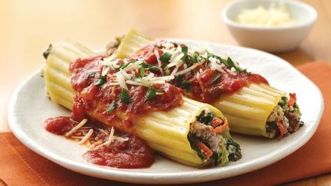 Turkey and Spinach Manicotti Chicken Spinach Stuffed, Rigatoni Pasta Pie, Best Ground Turkey Recipes, Chicken Manicotti, Spinach Manicotti, Stuffed Manicotti, Turkey Spinach, Pasta Pie, Manicotti Recipe