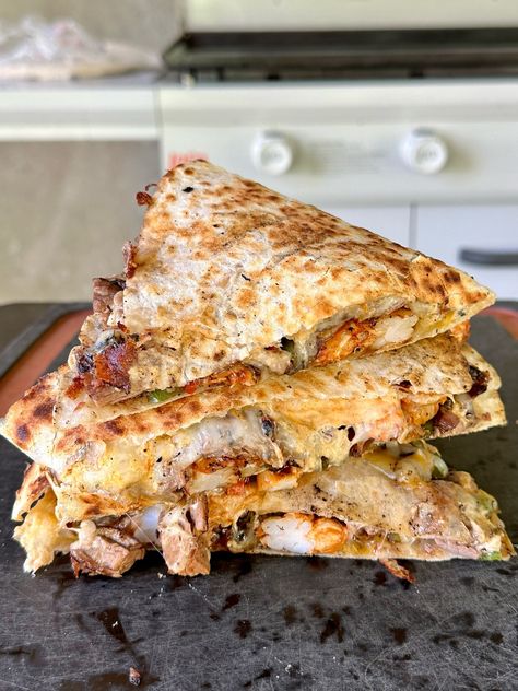 Chicken And Shrimp Quesadilla, Chicken And Shrimp Quesadilla Recipe, Shrimp Quasidilla Recipes, Steak And Shrimp Quesadilla, Steak And Shrimp Quesadilla Recipes, Blackened Shrimp Quesadilla, Shrimp Quesadilla Recipe, Steak Quesadilla Recipes, Drink Video