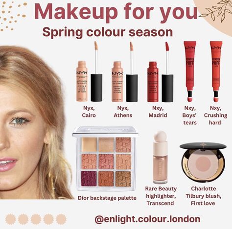 Light Spring Makeup Look, Light Spring Color Palette Makeup, Spring Pallete, Light Spring Makeup, Spring Color Season, Warm Spring Makeup, True Spring Makeup, Warm Spring Palette, Warm Spring Color Palette