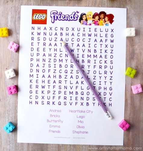 Free Printable LEGO Friends Word Search at artsyfartsymama.com Lego Friends Party Ideas, Lego Girls Birthday Party, Friends Party Ideas, Girls Lego Party, Lego Party Games, Friends Word, Lego Friends Birthday Party, Lego Friends Birthday, Lego Friends Party