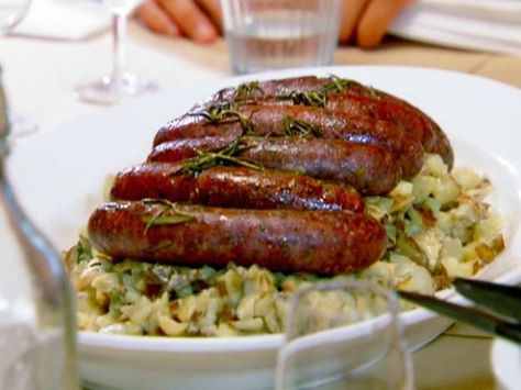 Potato Risotto, Lamb Sausage, Sausages Recipe, Sausage Dinner, Grilled Lamb, Football Party Food, Cooking Channel, Lamb Recipes, Game Food