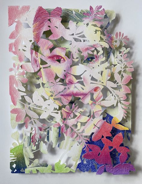 Layers of Cut Paper Foliage Fragment Christine Kim’s Collaged Portraits | Colossal Layering Artists, Christine Kim, Paper Foliage, Colour Studies, Francis Picabia, Collage Portrait, Colossal Art, Modern Crafts, Visual Culture