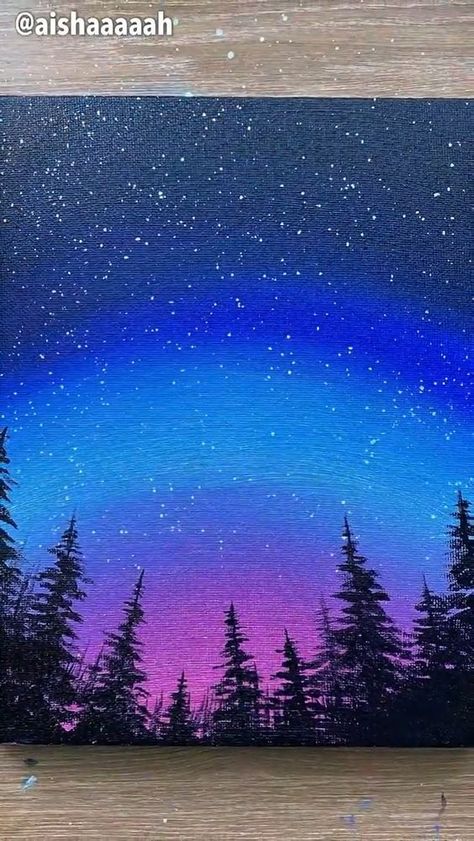 Easy Northern Lights Painting, Paint Northern Lights, Art Work Painting, Lights Painting, Northern Lights Painting, Seni Pastel, Sky Art Painting, Seni 2d, Seni Dan Kraf