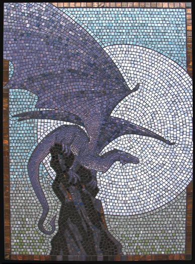 Cement Board, Black Grout, Dragon Dreaming, Mosaic Animals, Výtvarné Reference, Glass Mosaic Art, Tile Ceramic, Dragon Artwork, Dragon Drawing