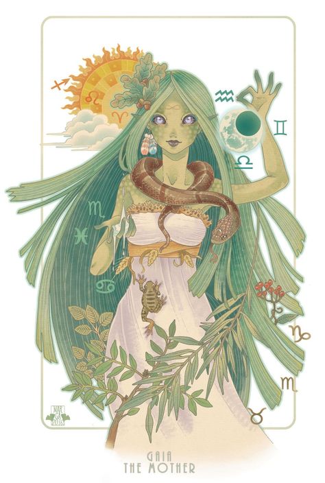 Gaia Goddess, Nature Goddess, Greek Gods And Goddesses, Greek Mythology Art, Mythology Art, Goddess Art, Witch Art, Greek Art, God Art