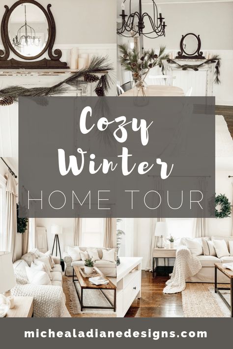 Sharing my dining room and living room and how I transitioned them from Christmas to winter decor. #hometour #farmhousestyle #interiordesign Cozy Winter Home, Winter Decorating Ideas, Country Kitchen Countertops, Winter Wildlife, Winter Decorating, Winter Decorations Diy, Cozy Candles, Winter Home, Modern Houses Interior