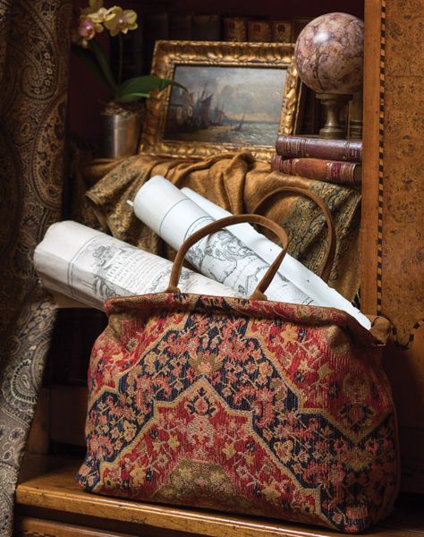 A Sumptuous Legacy - Victoria Magazine Trend Hairstyle, Victoria Magazine, Aesthetic Hairstyles, Carpet Bag, Enola Holmes, Antique Fabrics, Woven Fabrics, Mode Inspiration, Diy Bag