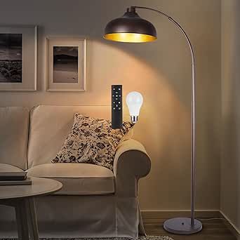 Modern Arc Floor Lamp for Living Room, 16 Inch Large Dome Arch Dimmable Standing Light with Remote, Industrial Tall Arched Reading Lamps Hanging Metal Shade for Bedroom, Office, Over Couch,JE-F231217 Couch Lamp, Modern Arc Floor Lamp, Floor Lamp For Living Room, Standing Light, Reading Lamps, Lamps Hanging, Arc Floor Lamp, Lamp For Living Room, Stand Light