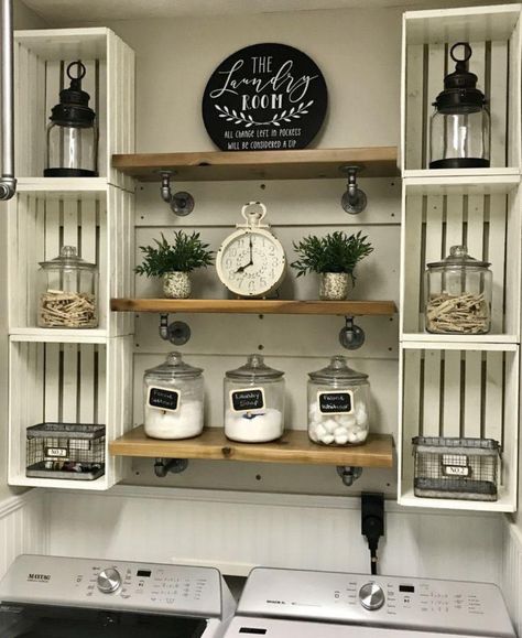 Diy Kitchen Hacks, Laundry Room Design Ideas, Small Laundry Room Makeover, Laundry Room Wallpaper, Dream Laundry Room, Laundry Room Closet, Laundry Room Renovation, Cabinets Ideas, Farmhouse Laundry Room