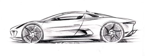 Jaguar C X75 Concept Design Sketch Concept Design Sketch, Jaguar Design, Car Sketching, Supercar Design, Car Side View, Industrial Design Sketch, Car Design Sketch, Jaguar Car, Concept Car Design