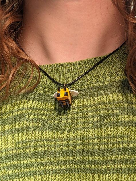 Handmade Minecraft Bee Necklace 3D Printed and Hand Painted Minecraft Bee Jewelry - Etsy Minecraft Jewelry, Painting Minecraft, Minecraft Bee, Bee Jewelry, Minecraft Crafts, Bee Necklace, Bee Earrings, Friend Birthday Gifts, Pendant Necklaces