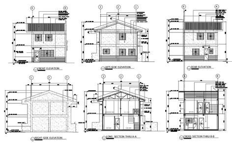 House Plan Elevation Section Two Storey House Plans, Small House Design Architecture, Plan Elevation, Building Design Plan, One Storey House, Double Storey House, 2 Storey House Design, Elevation Plan, House Plans Mansion