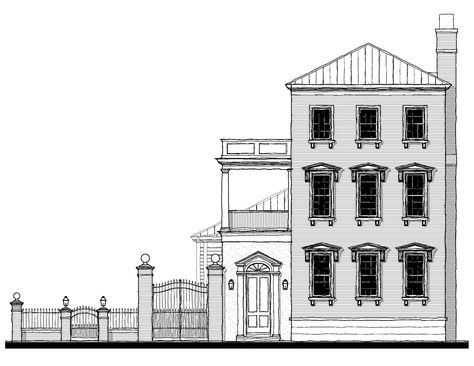 Elevation Charleston Single House Plans, Charleston Single House, Single House, Allison Ramsey, Study Set, Screened In Porch, In Law Suite, Covered Porch, The Plan