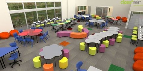 21st Century Classroom Design, Stem Room, 21st Century Learning Spaces, Educational Furniture, Classroom Layouts, Kindergarten Furniture, Library Seating, School Library Design, 21st Century Classroom