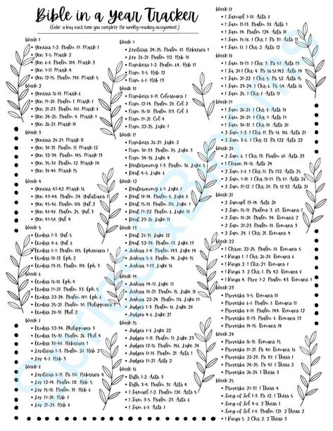 Bible in a Year Tracker - Etsy Weekly Bible Reading Plan, 52 Week Bible Reading Plan, The Bible In A Year Plan, 2 Year Bible Reading Plan, Catholic Bible Reading Plan, Bible Study Reading Plan, Read The Bible In A Year, Read Bible In A Year Plan, Christian Planner Ideas