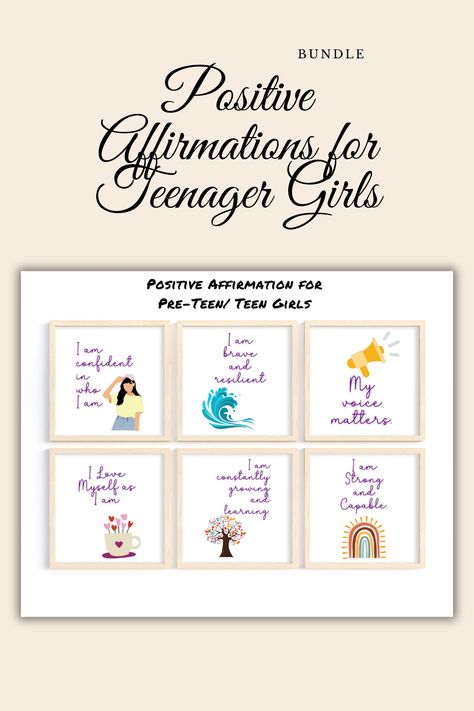 Positive Affirmations for Teenager Girls  Kids Daily Motivation Wall Art Pre Teen  Wall Art Daily Affirmations For Teen Boys, Affirmations For Teen Girls, Positive Affirmations For Kids Printable, Kids Affirmations Free Printable, Black Teen Girl Affirmations, Teen Wall, Teen Girl Wall Art, Teen Wall Art, Boho Theme