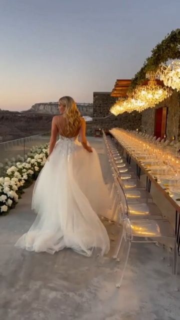 Greece Wedding Dress, The Wedding Bliss, Greek Wedding Dresses, Bahamas Wedding, Robert Browning, Romantic Honeymoon Destinations, Romantic Wedding Decor, Santorini Wedding, Greece Wedding