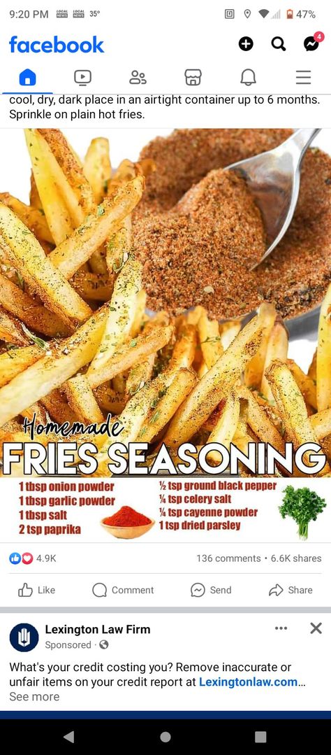 Fries Seasoning, Potato Seasoning, Fry Seasoning, French Fry Seasoning, Homemade Dry Mixes, Homemade Fries, Homemade Spice Mix, Spice Blends Recipes, Homemade Sauce Recipes