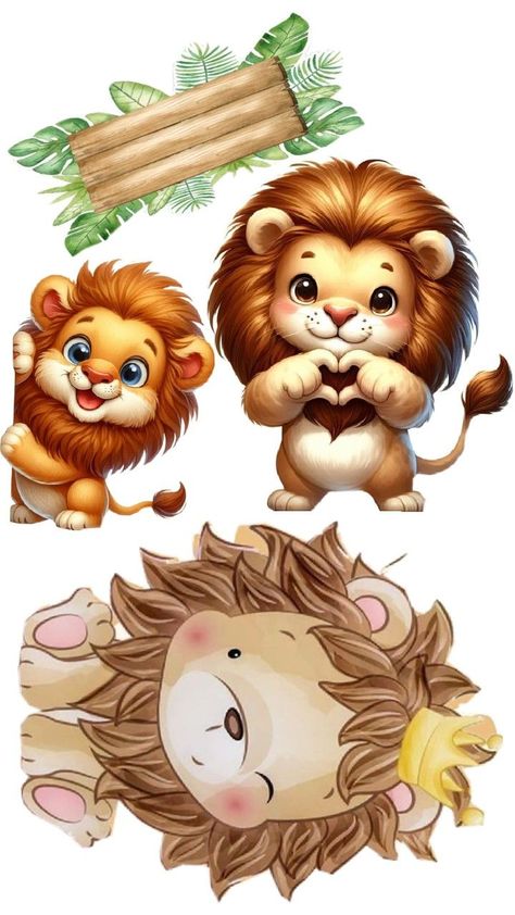 Lion Birthday, Baby Animal Drawings, Fondant Animals, Printable Stickers, Animal Drawings, Baby Animals, Lion, Cute Animals, Baby Shower