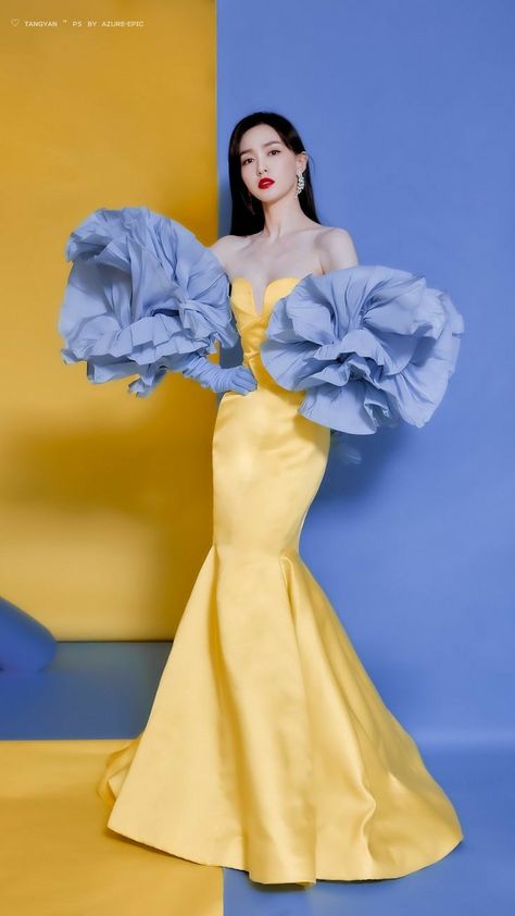 Tiffany Tang, فستان سهرة, Gala Dresses, Feminine Outfit, Fantasy Fashion, Blue And Yellow, Elegant Outfit, Fancy Dresses, Ball Dresses