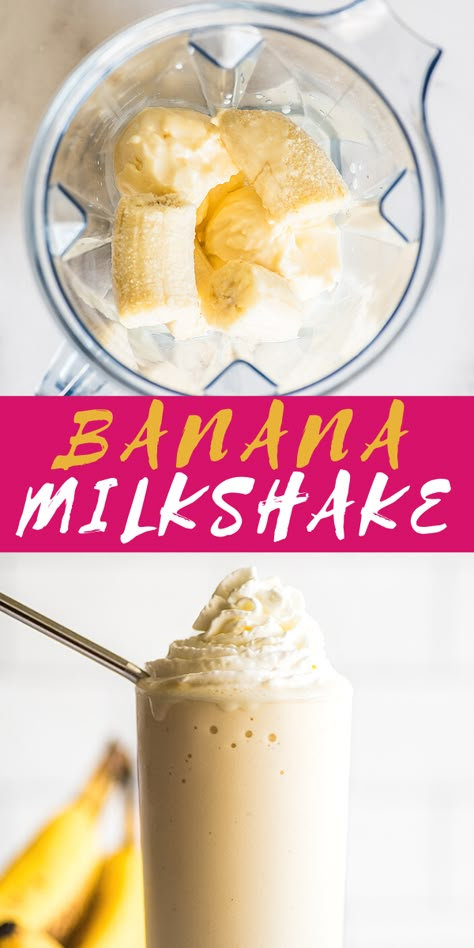 Banana Milk Shake Recipes, Banana Shake Recipe Milkshakes, Blender Milkshake Recipe, Milk Shakes Recipes Easy, Wife Meals, Yummy Milkshakes, Fruit Milkshake Recipe, Banana Shake Recipe, Vanilla Milkshake Recipe