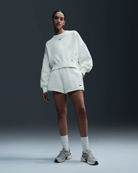 Nike Sportswear Phoenix Fleece Women's High-Waisted Loose Shorts. Nike.com Fleece Shorts Outfit Women, Fleece Shorts Outfit, Nike Fleece Shorts, Nike Sportswear Phoenix Fleece, Luxury Loungewear, Brand Shoot, Shorts Outfits Women, Nike Fleece, Loungewear Luxury