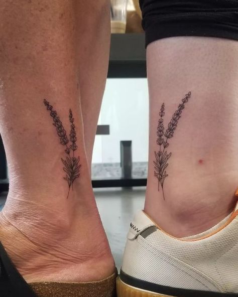 Matching Lavender Tattoo, Lavender Tattoo On Leg, Lavender Leg Tattoo, Ottawa Tattoo, Lavender Tattoos, Tattoo Apprenticeship, Lavender Tattoo, Mom Tattoo, Instagram Mom