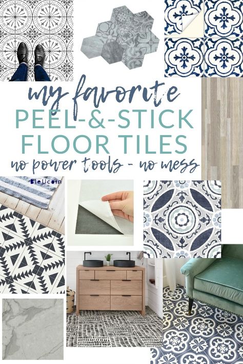 Floor Tile Decals, Peel And Stick Floor Tiles, Stick Floor Tiles, Tile Decals Stickers, Adhesive Floor Tiles, Inexpensive Flooring, Diy Wall Decals, Peel And Stick Floor, Vinyl Floor Tiles