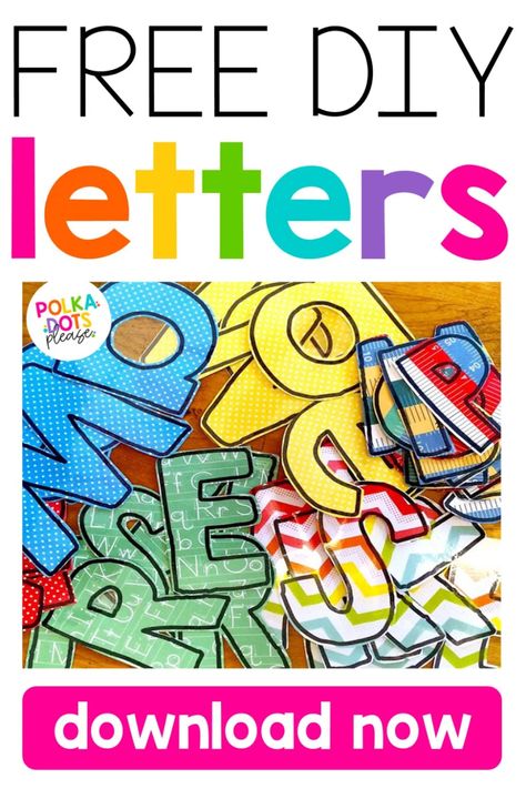 How to Make Bulletin Board Letters - Polka Dots Please Kindergarten Bulletin Boards, Art Bulletin Boards, Diy Bulletin Board, Teacher Bulletin Boards, Preschool Bulletin, Preschool Bulletin Boards, Bulletin Board Borders, Back To School Bulletin Boards, Diy Letters