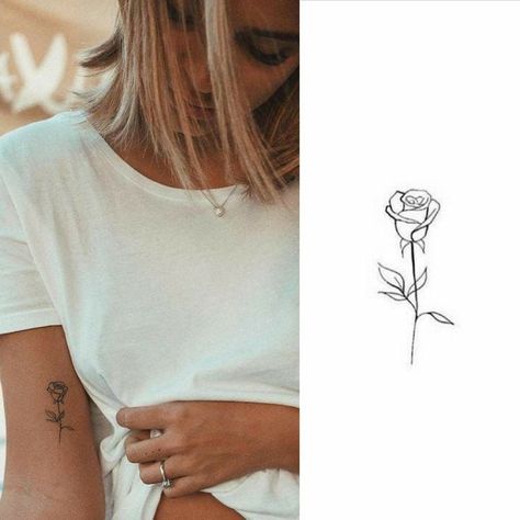 Simple Rose Tattoo, Small Rose Tattoo, Petite Tattoos, Small Tattoos Simple, Classy Tattoos, Discreet Tattoos, Dainty Tattoos, Small Tattoo Designs, Elegant Tattoos