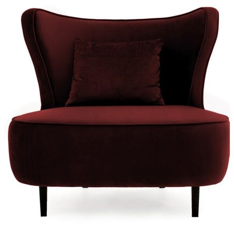 Giancarlo Tub Chair Mercer41 Upholstery Colour: Burgundy Red Maroon Chairs Living Rooms, Dark Red Home Decor, Burgundy Armchair, Maroon Sofas, Accent Chairs Bedroom, Parisian Modern, Velvet Occasional Chair, Art Deco Accents, Curtains Living Room Modern