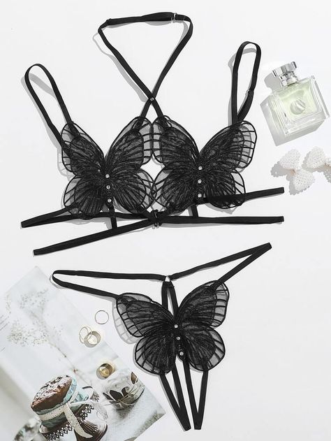 Get discounts for Butterfly Applique Crotchless Harness Lingerie Set and find more styles you'll enjoy.✓Students get an extra 15% off.✓Free Shipping on orders over CA$49+ Madam Butterfly, Corset Fashion Outfits, Butterfly Applique, Lingerie Inspiration, Illustration Fashion Design, Lingerie Outfits, Pretty Lingerie, Bras And Panties, Black Lingerie