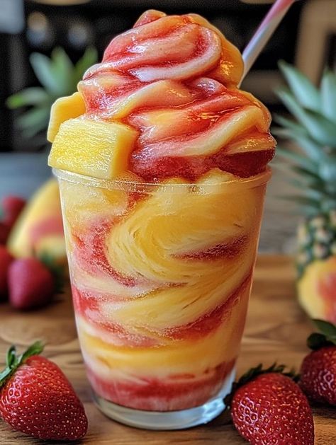 Pineapple Slush, Recipes Pineapple, Family Dinner Menu, Strawberry Slush, Pineapple Chunks, Delicious Family Meals, Pineapple Strawberry, Strawberry Juice, Frozen Pineapple