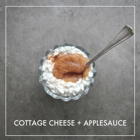 COTTAGE CHEESE + APPLESAUCE // shutterbean Cottage Cheese And Applesauce, Stewed Apples, Meals Kids Love, Parfait Breakfast, Creative Snacks, Homemade Applesauce, Protein Snack, Apples And Cheese, Apple Sauce