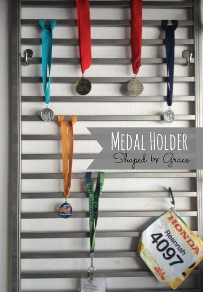 Medal Holder at Shaped by Grace Race Medal Displays, Running Medal Display, Old Cribs, Trophy Display, Ribbon Display, Race Bibs, Award Display, Medal Holder, Medal Holders