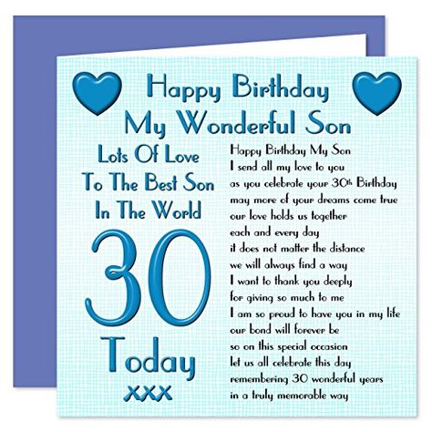 Son 30th Happy Birthday Card - Lots of Love to The Best Son in The World - 30 Today Rosie Online Happy 16th Birthday Son, 40th Birthday Images, Happy Birthday My Brother, 16th Birthday Wishes, 40th Birthday Wishes, 30th Birthday Wishes, Birthday Verses, Birthday Wishes For Son, Happy 25th Birthday