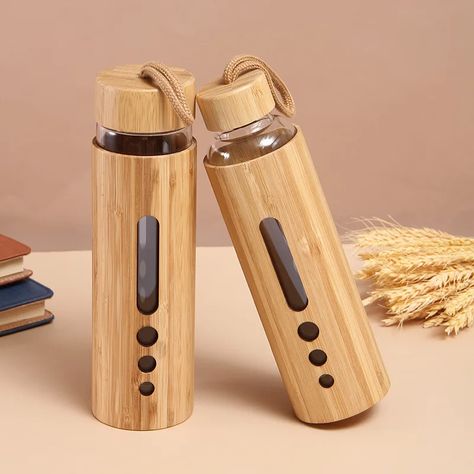 Brief Water Bottle Sport Bamboo Shell Glass Bottles Drinking Gym Sports Drink Drinkware Kitchen Bamboo Bottle, Gym Bottle, Bamboo Products, Drinking Bottle, Sports Drink, Gym Gear, Glass Water Bottle, Sport Water Bottle, Drinking Cup