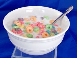 Cereal Bowl--Fruitloops Remembering Grandma, Fruit Loops Cereal, Breakfast Plates, Primative Decor, Faux Food, Diy Bowl, Bowl Of Cereal, Fruit Loops, Breakfast Plate