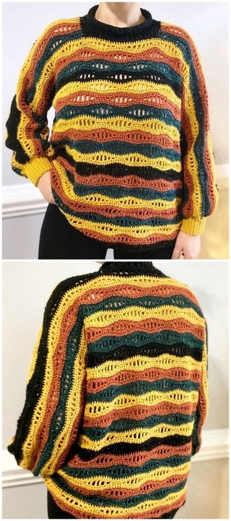 Crochet Vintage Sweater Pattern, Free Wearable Crochet Patterns, 70s Crochet Sweater, Treble Crochet Sweater, Multicolor Crochet Sweater, Spiral Sweater Crochet, Crochet Graph Sweater, Retro Crochet Patterns Free, Spiral Crochet Sweater