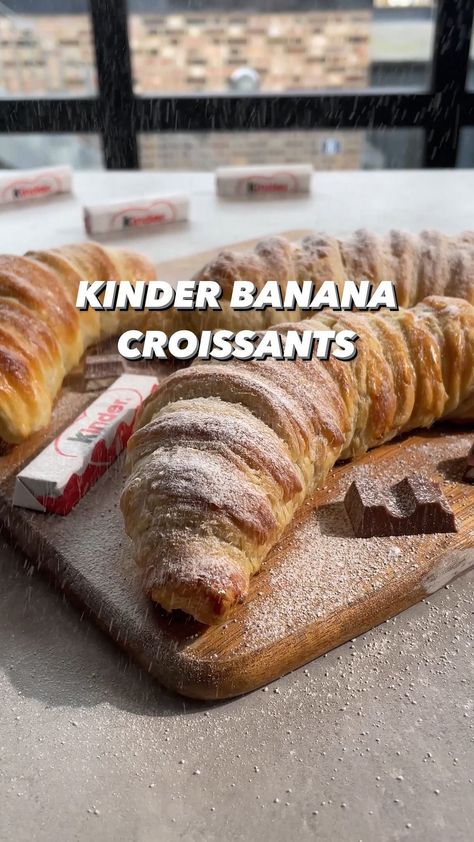 Cuz this recipe has banana in it, is it healthy? 🤷‍♀️🍌🍫 #fyp #easyrecipe #croissant #kinder #3ingredients | Instagram Banana Croissant, March 7, 3 Ingredients, Easy Meals, On Instagram, Instagram, Essen