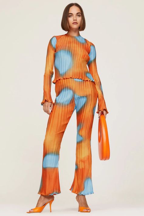 Box Pleat Flares by Arthur Apparel for $40 | Rent the Runway Box Pleat Top, Orange Tie Dye, Tie Dye Pants, Orange Tie, Pleat Top, Rent The Runway, Music Fashion, Weekend Outfit, Ankara Styles