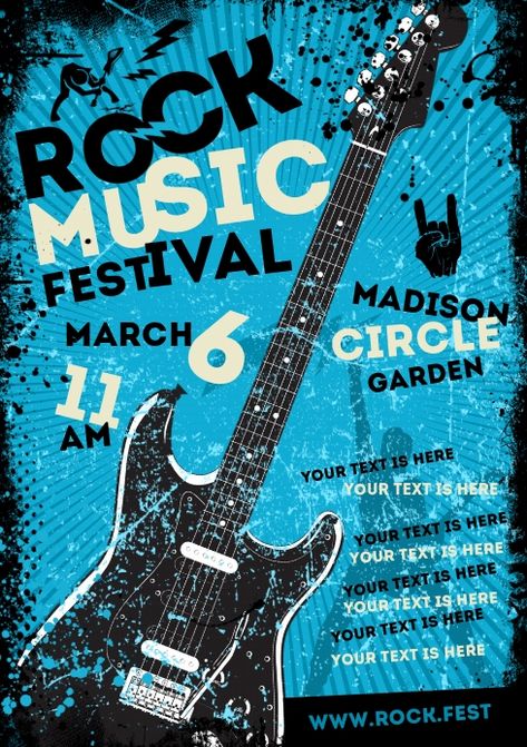 ROCK MUSIC POSTER Rock Music Festival Poster, Rock Festival Poster, Poster Konser, Punk Rock Posters, Rock Music Festival, Rock Lyrics, Poster Rock, Typography Posters, Live Aid