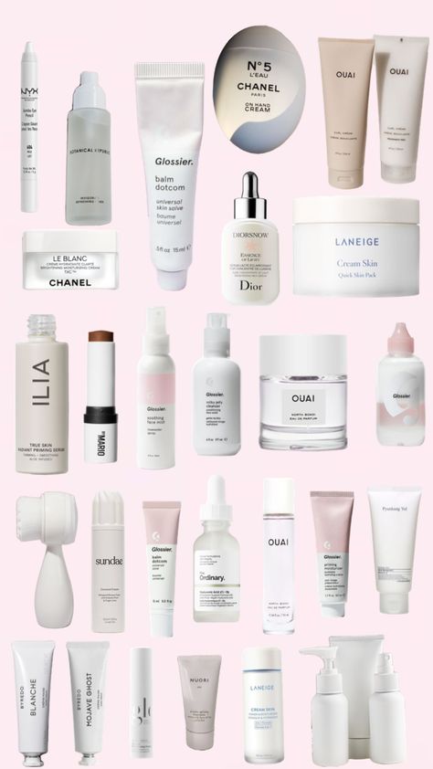 #white #beauty #whitemakeup #makeup #skincare White Skin Care Aesthetic, White Skincare Aesthetic, White Makeup Products, White Skincare Packaging, Rainbow Skincare, Skincare List, Skincare Shuffles, White Skincare, White Backround