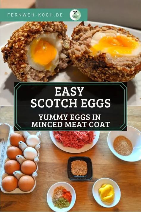 Easy Scotch Eggs Recipe Scottish Egg, Scotch Eggs Recipe, Liquid Eggs, Scottish Recipes, Scotch Eggs, Egg Recipe, Eggs Recipe, Minced Meat, Egg Recipes