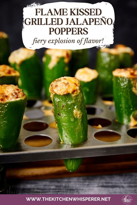 Get ready to tantalize your taste buds with a fiery explosion of flavor! Flame-kissed cheesy jalapeño poppers, oozing with melted cheese and savory bacon, are always a huge crowd favorite. Elevate Your Grill Game with Flame Kissed Cheesy Jalapeño Poppers, stuffed jalapeno peppers, cheesy peppers, game day appetizers, cheese filled jalapeno peppers, football foods Grilled Jalapeno Poppers, Grilled Snacks, Football Foods, Stuffed Jalapeno, Savory Bacon, Appetizers Cheese, Smoked Jalapeno, Jalapeño Poppers, Grilled Peppers