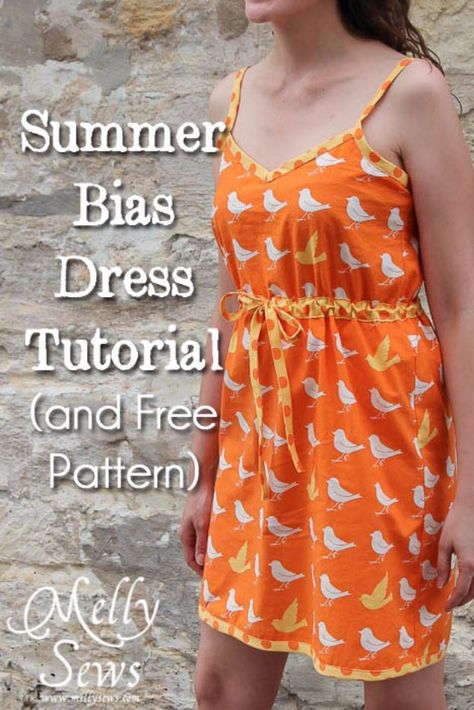 DIY Dresses to Sew for Summer - Summer Bias Dress - Best Free Patterns For Dress Ideas - Easy and Cheap Clothes to Make for Women and Teens - Step by Step Sewing Projects - Short, Summer, Winter, Fall, Inexpensive DIY Fashion http://diyjoy.com/sewing-dresses-patterns-summer Sundress Tutorial, Diy Dress Pattern, Robe Diy, Melly Sews, Bias Dress, Summer Dress Patterns, Diy Dresser, Dress Tutorials, Free Dresses