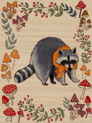 size: 12x9in Art Print: Woodland Creatures IV by Regina Moore : Woodland Folk Art, Woodland Creatures Art, Woodland Creatures Christmas, Woodland Painting, Nordic Folk Art, Woodland Adventure, Woodland Animal Art, Storybook Art, Woodland Critters